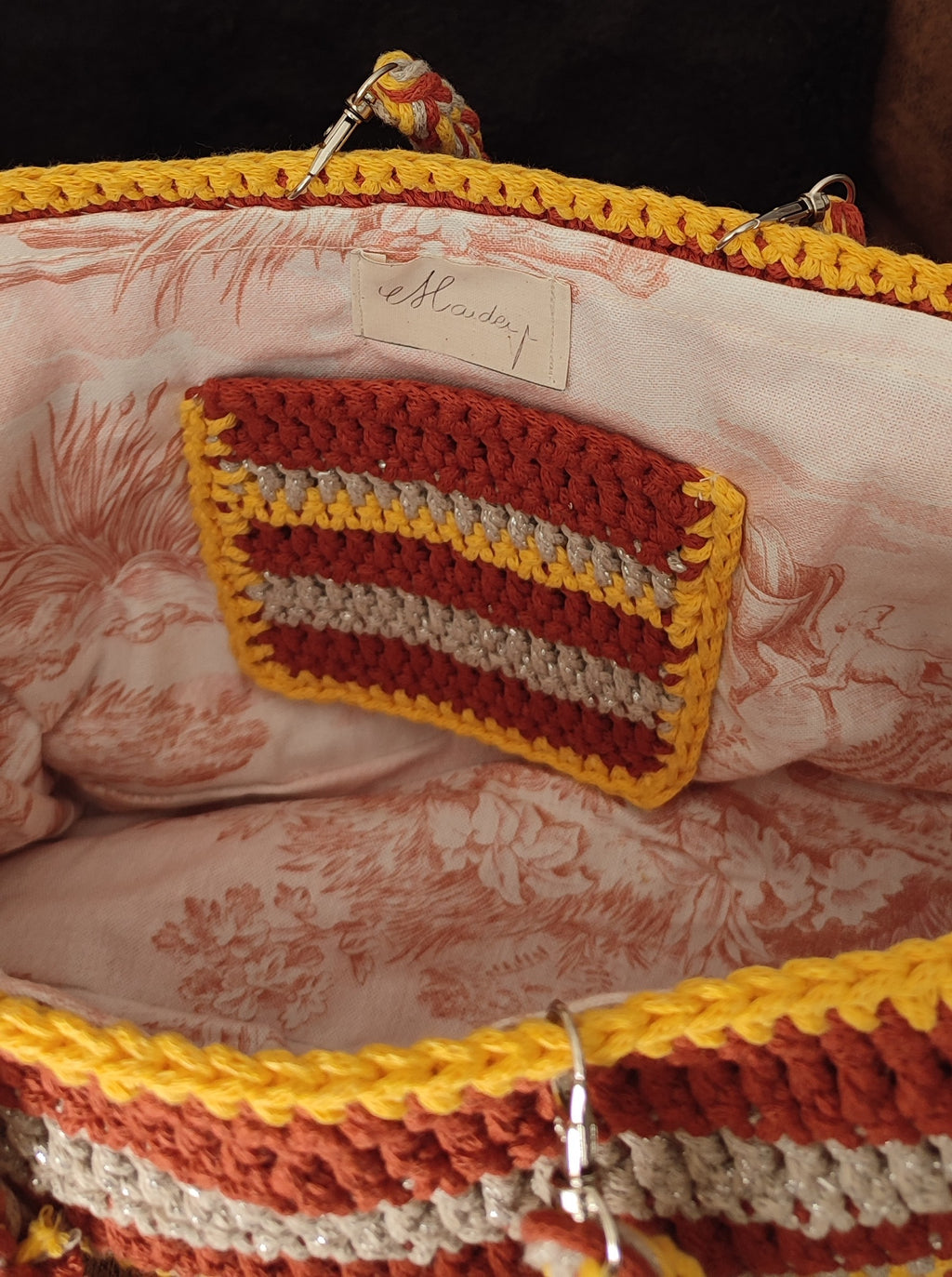 Sac Edevylne - jaune, brique et beige argenté