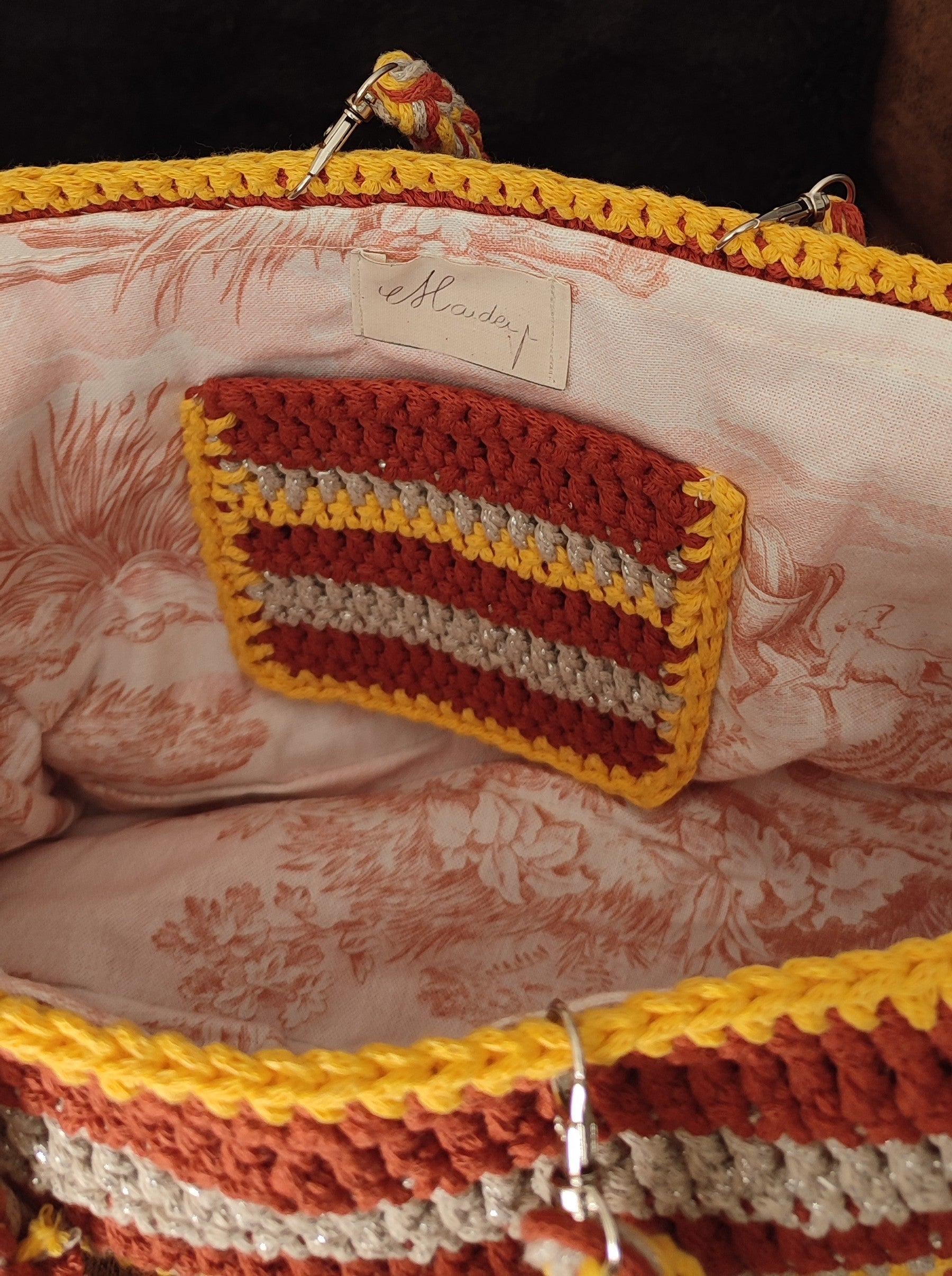 Sac Edevylne - jaune, brique et beige argenté