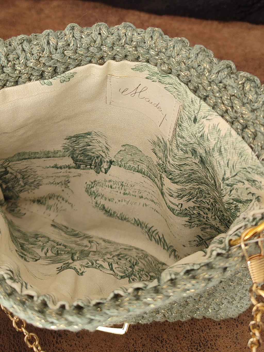 Sac Maé - vert liseré doré